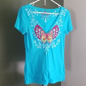 Johnny Was Vneck Butterfly Tshirt